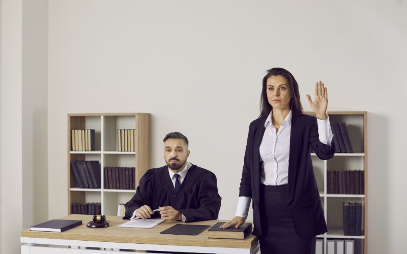 sworn translator-female-witness-swears-on-the-bible-before-giving-a-testimony-during-the-court-trial-min